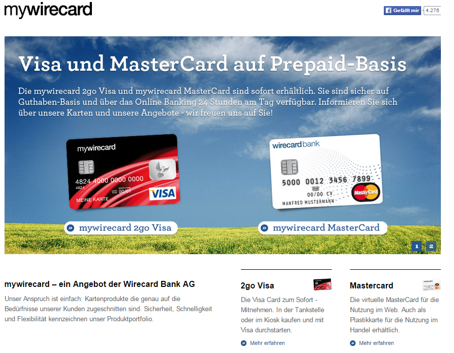 Das Prepaid Kreditkartenangebot der Wirecard Bank