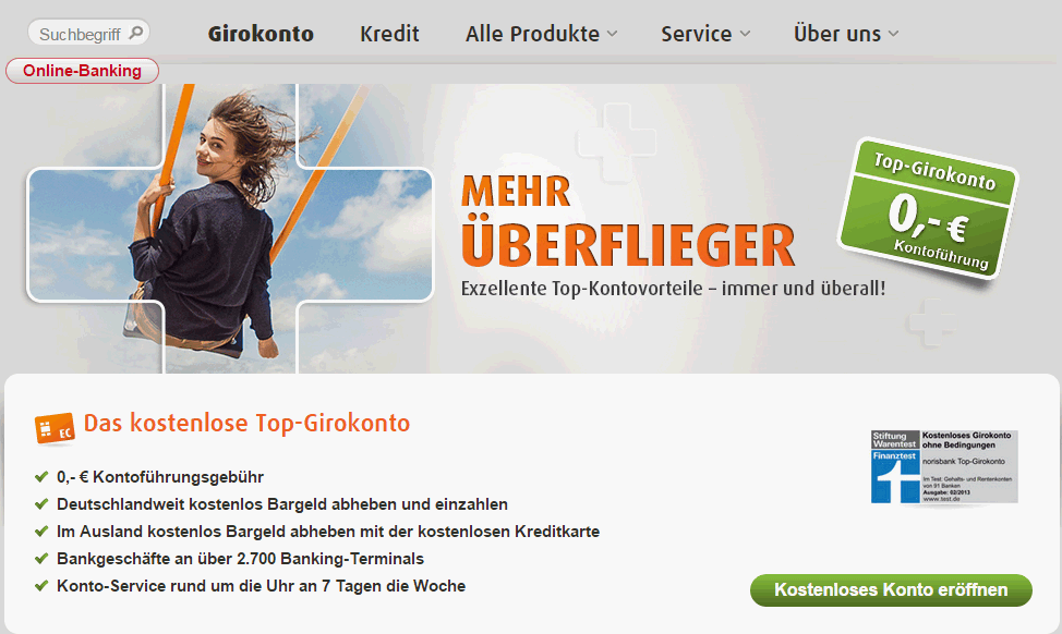 norisbank Girokonto ohne Kontoführungsgebühren