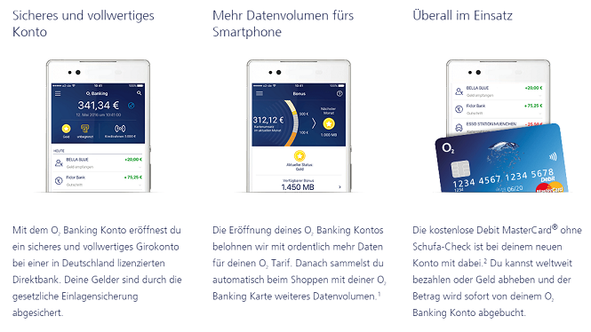 o2 Banking Vorteile Überblick