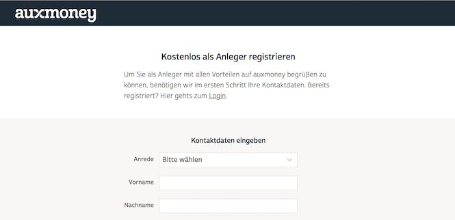 auxmoney Kontoeröffnung