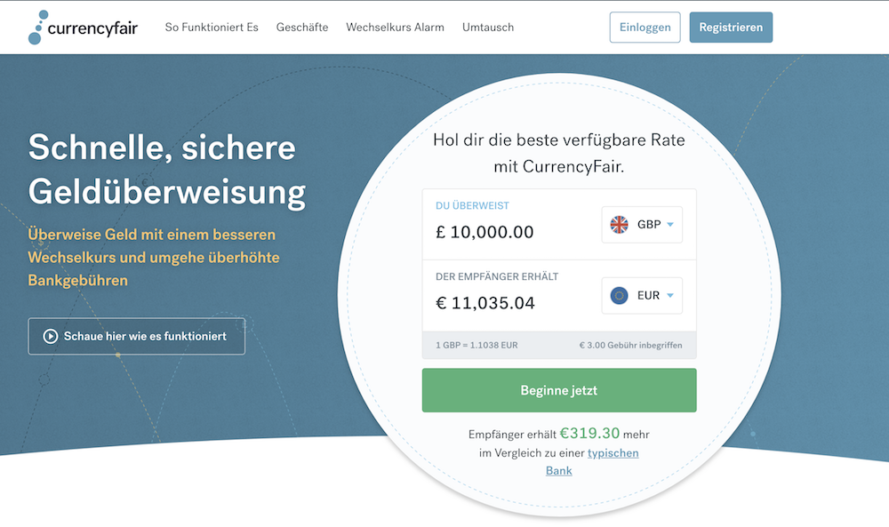 CurrencyFair Geldtransfer Erfahrungen