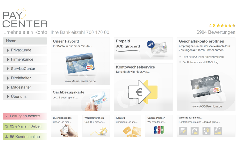 PayCenter Webseite