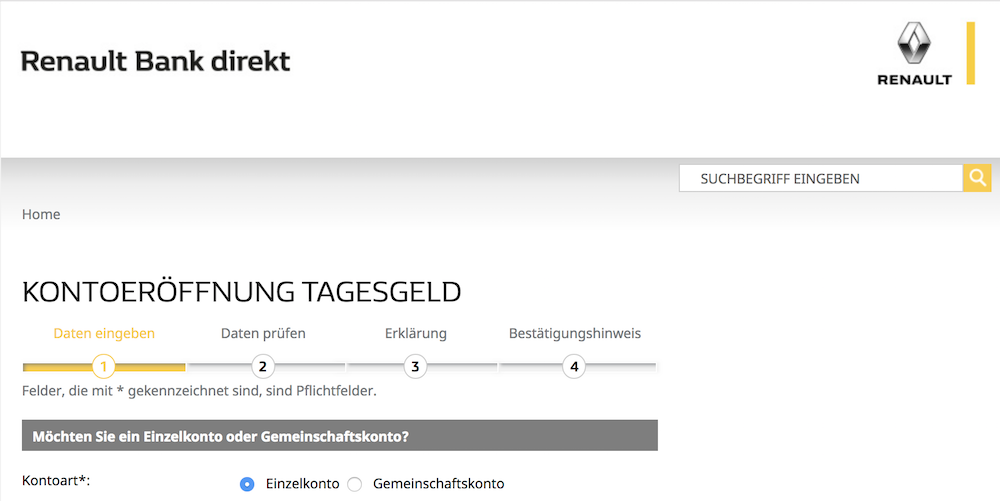 Renault Bank Direkt Tagesgeldkonto eröffnen